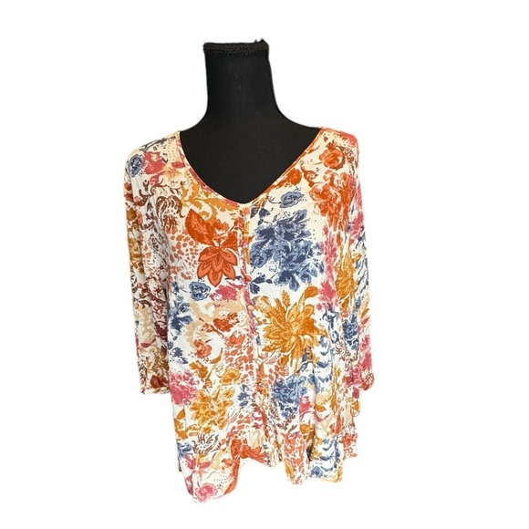 Christopher & Banks Women’s Multicolored 3/4 Length Sleeve Blouse LP 0091 - Picture 1 of 8